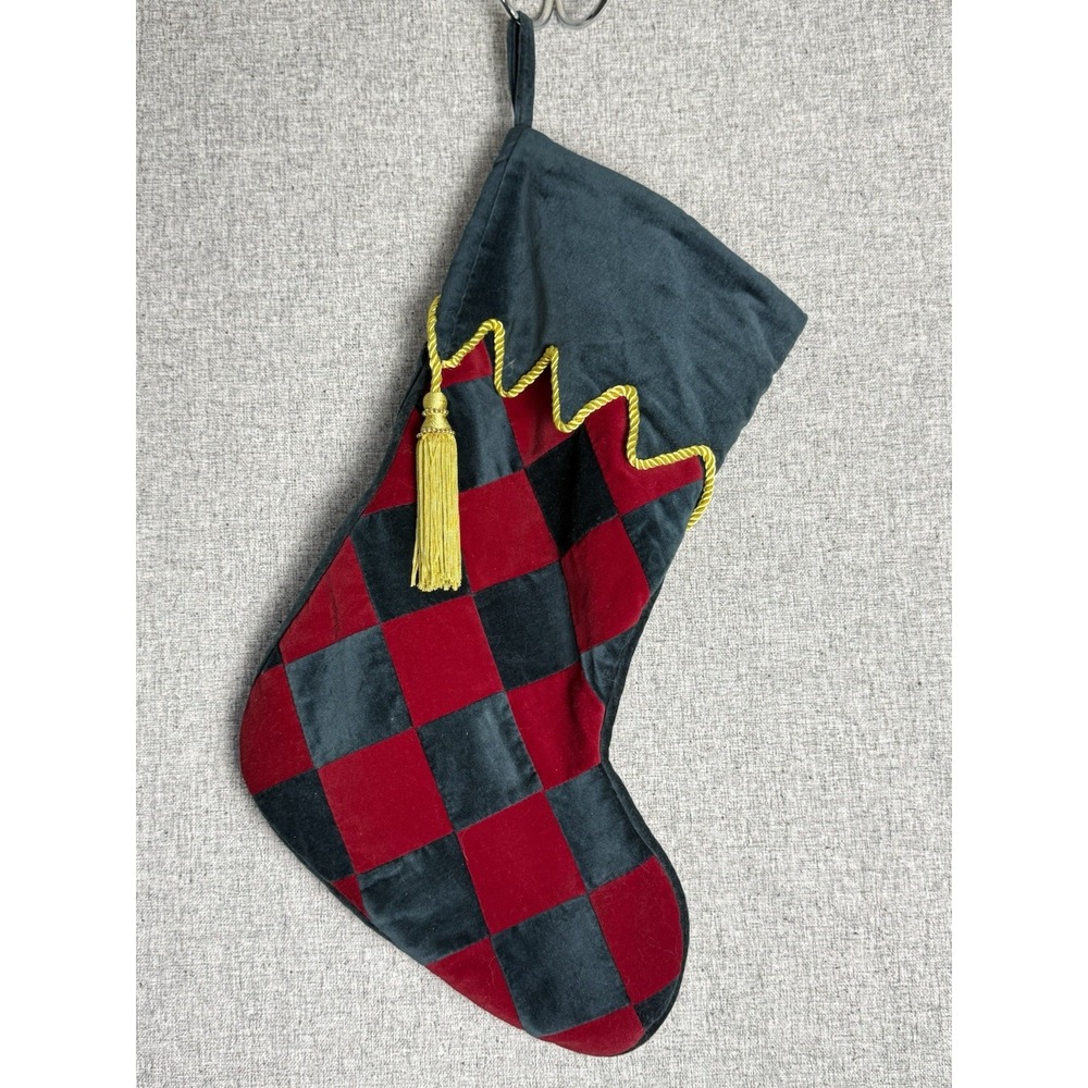 Velvet Argyle Christmas Red Green Gold Tassel Classic Victorian Large‎ Stocking